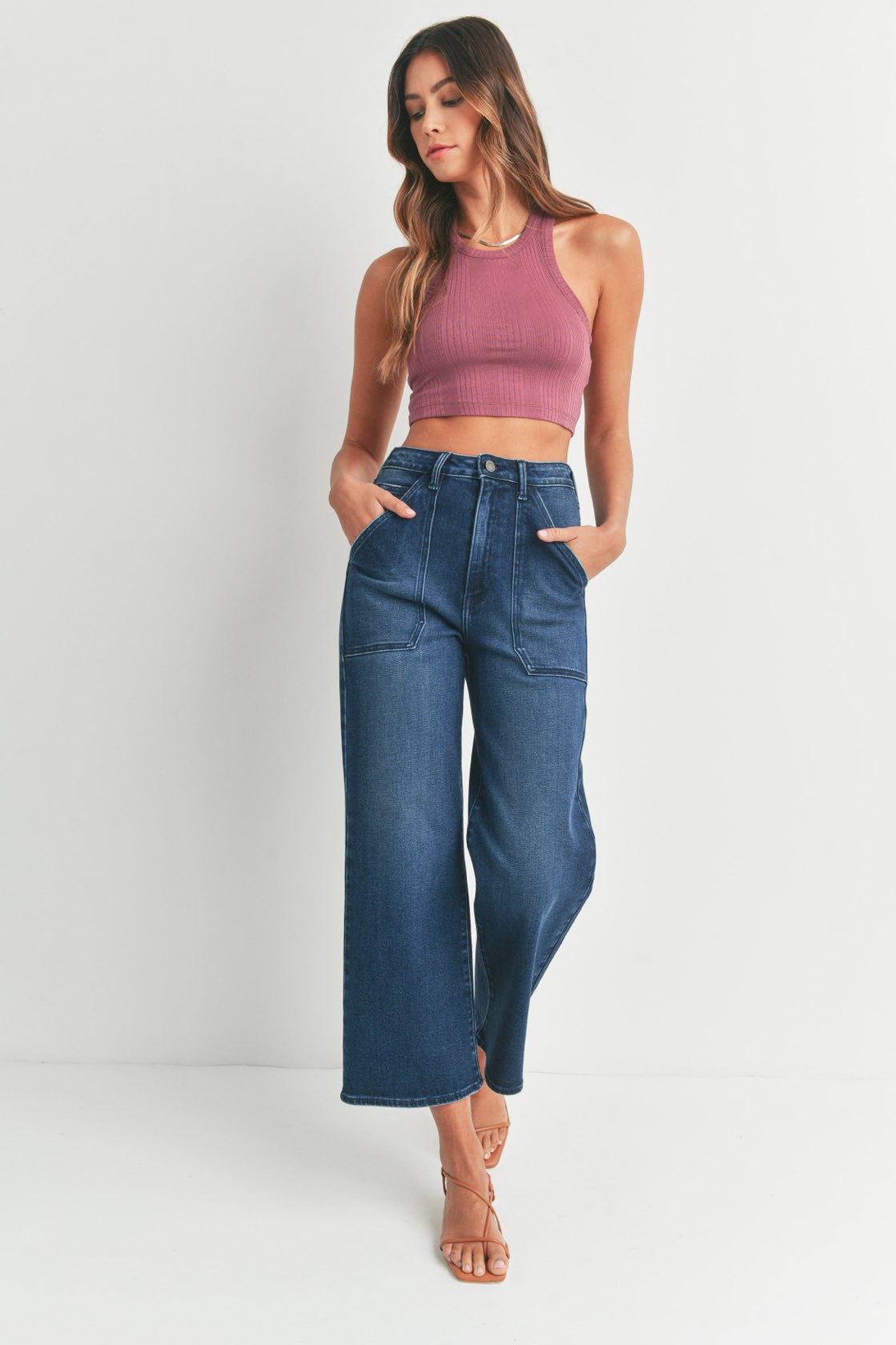 Marney Dark Wash Cargo Wide Leg Denim