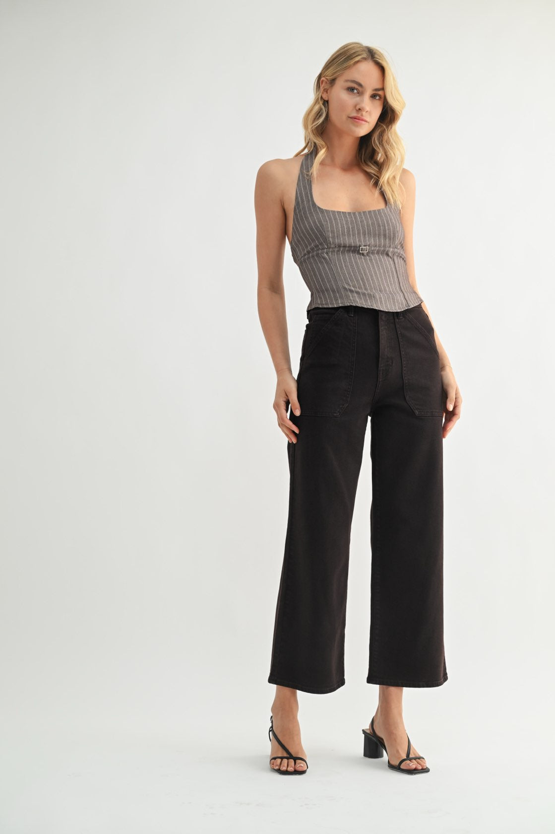 Marney Chocolate Cargo Wide Leg Denim