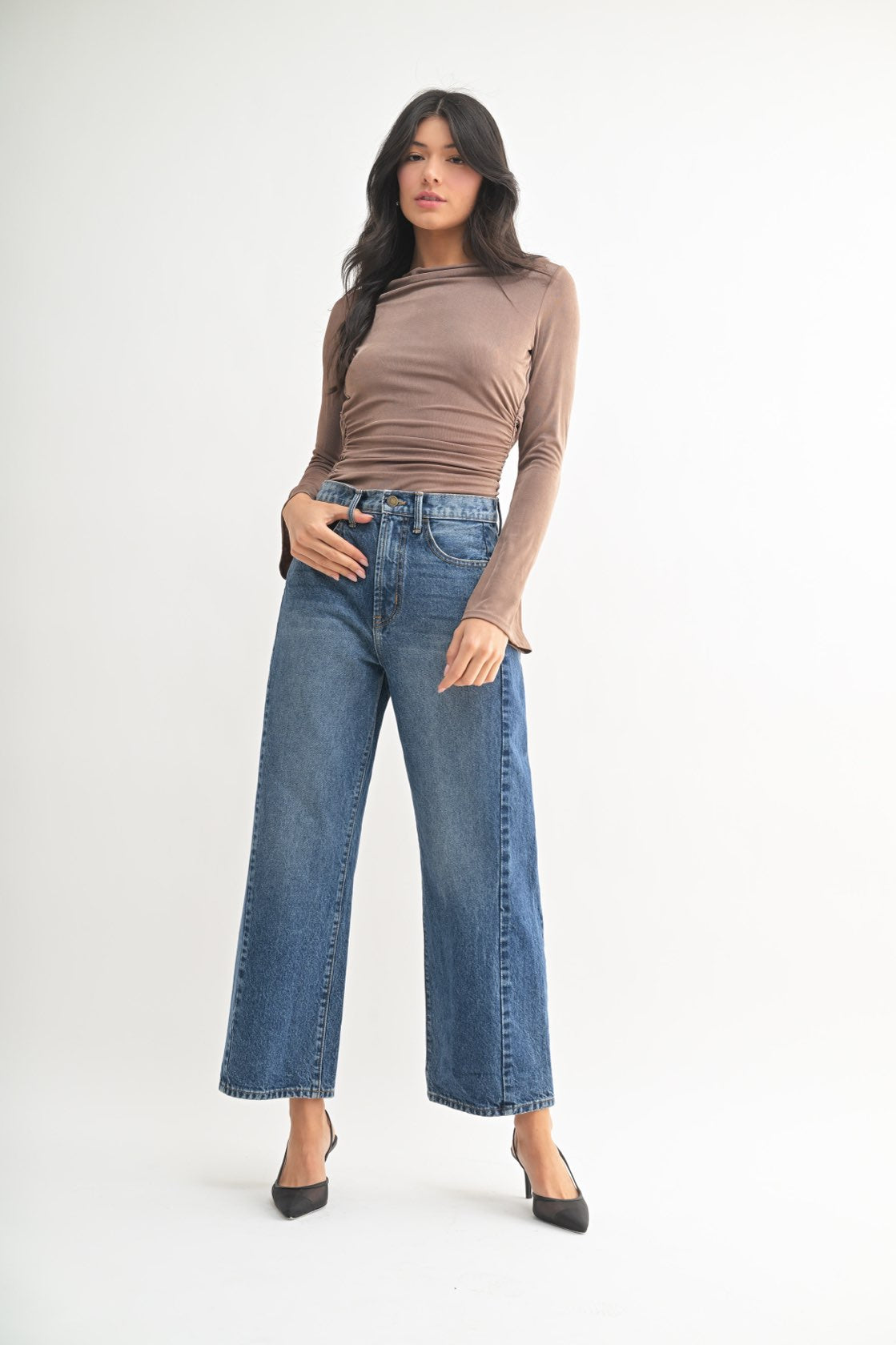 Nicolete Dark Wash Barrel Denim
