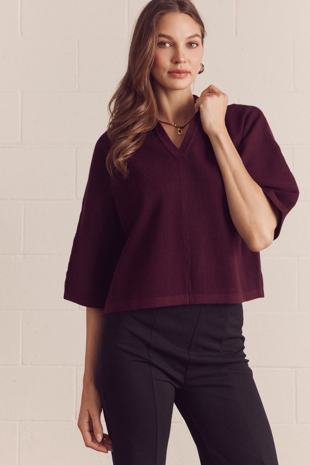 Ashwyn Merlot Knit Top