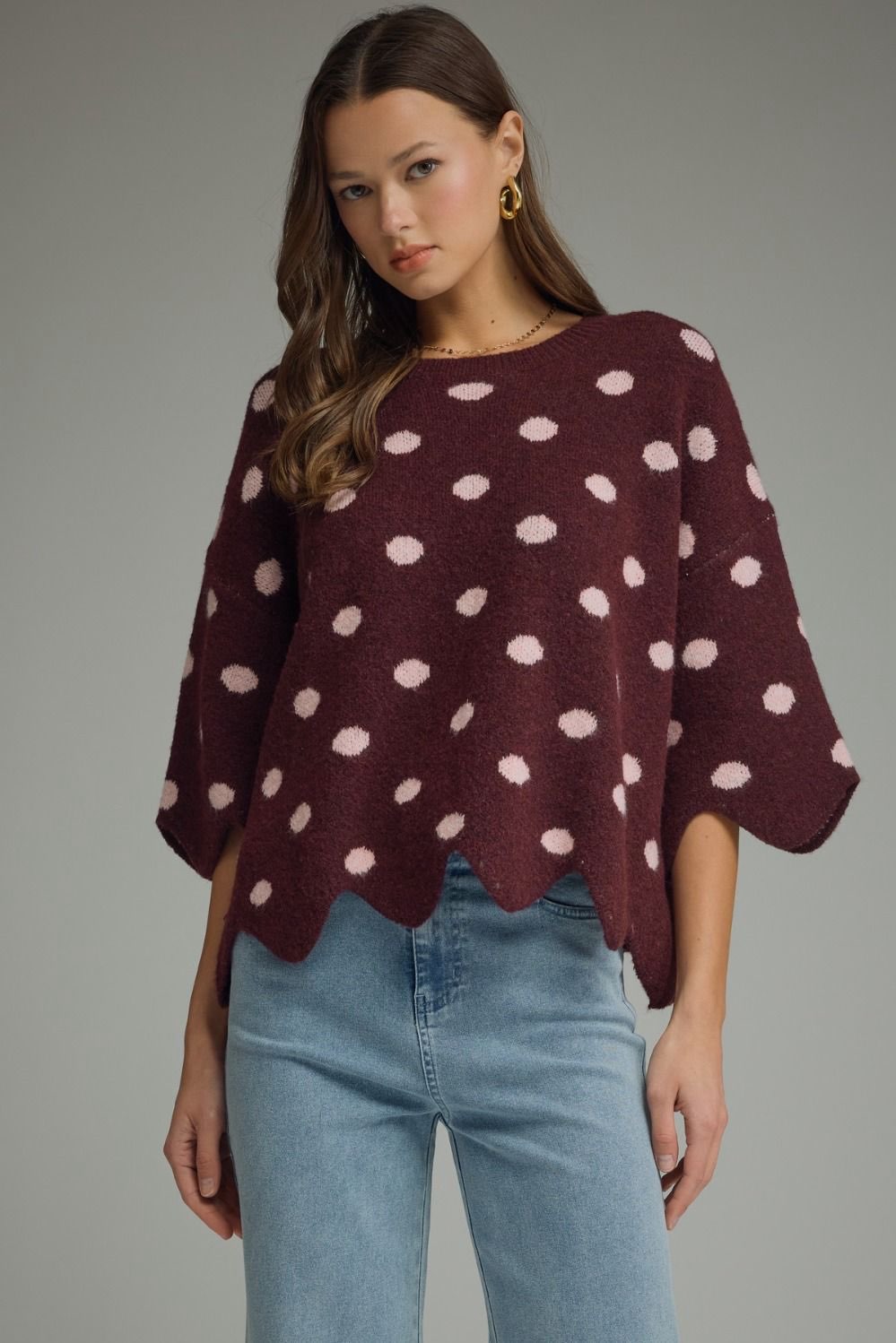 Verina Plum Polka Dot Sweater