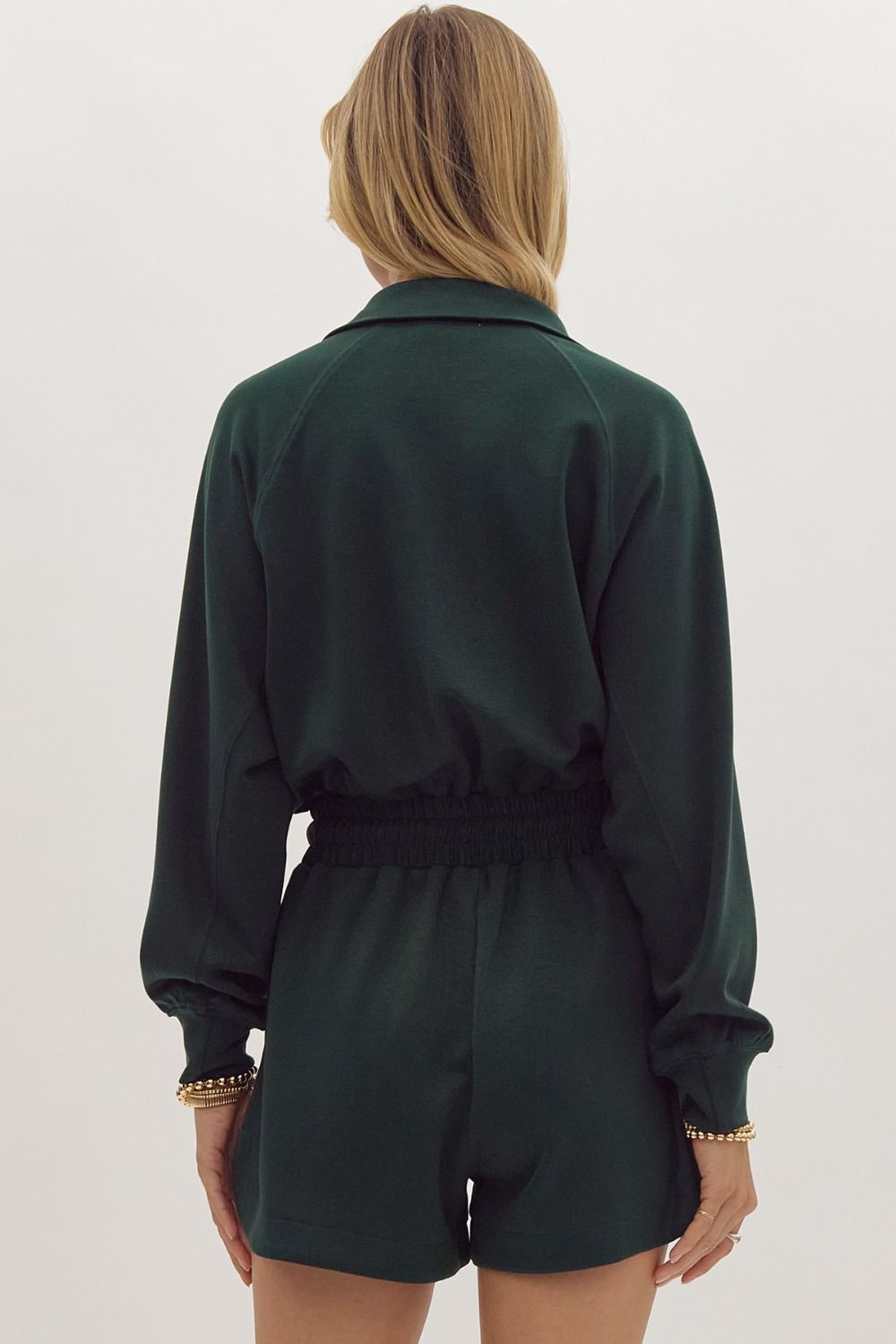 Ollie Green Quarterzip Romper - FINAL SALE