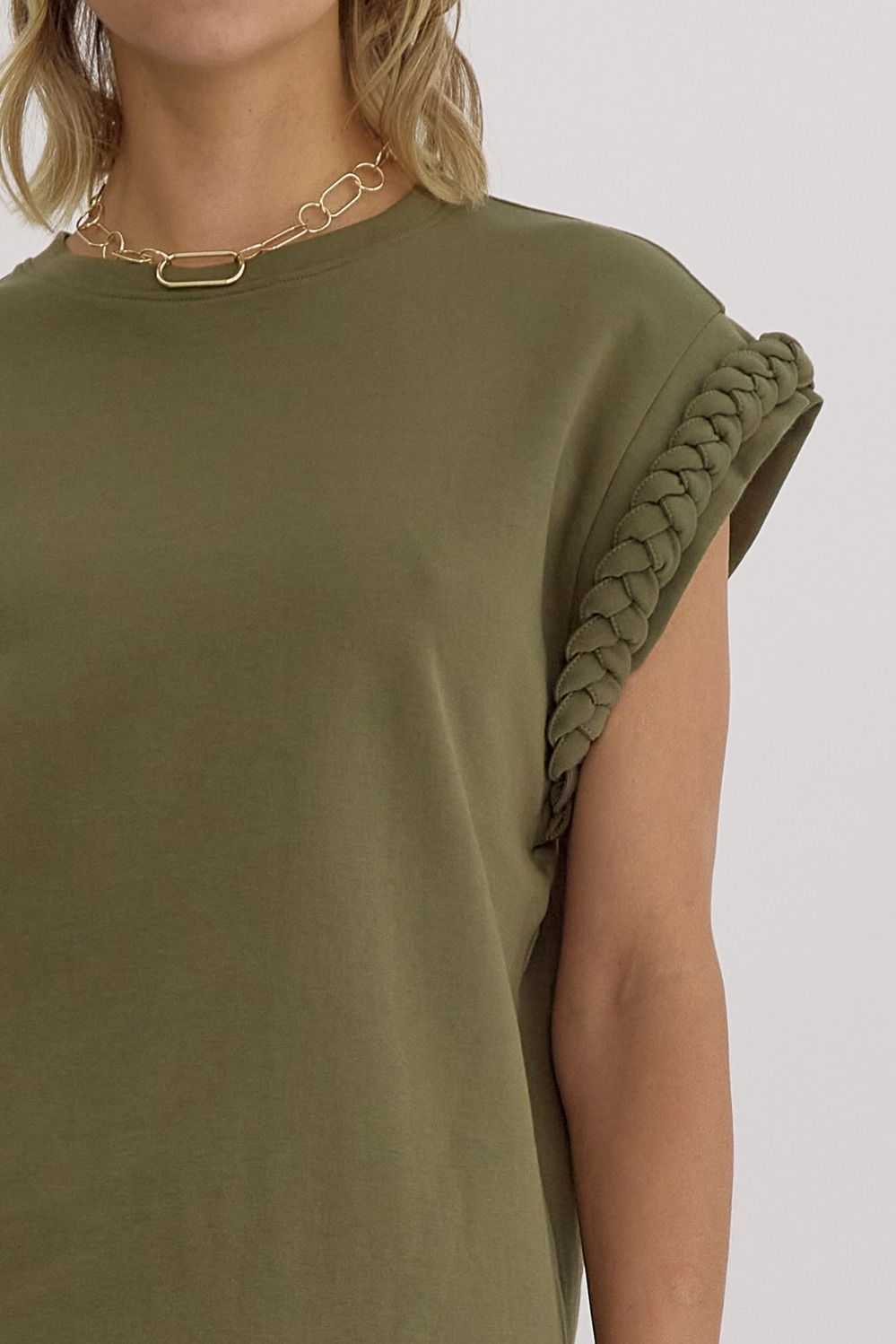 Ralphie Green Braided Detail Top - FINAL SALE