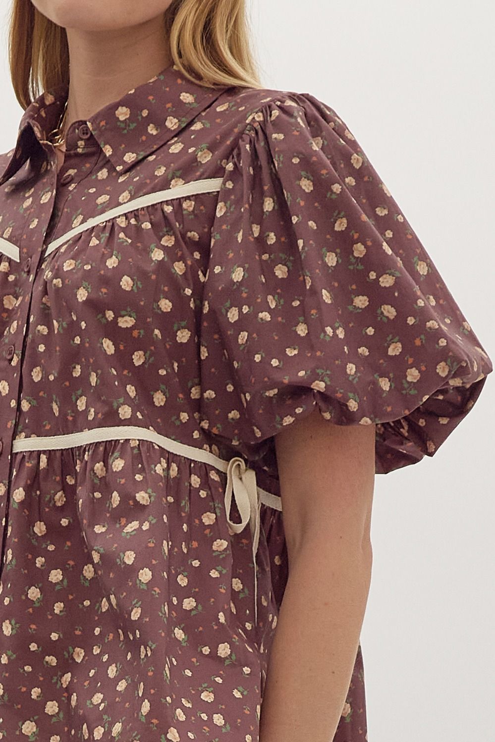 Reine Brown Floral Blouse - FINAL SALE
