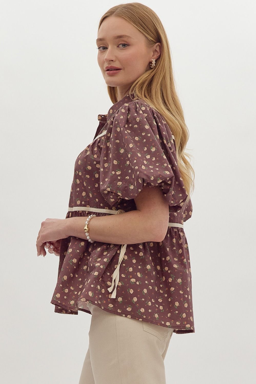 Reine Brown Floral Blouse - FINAL SALE