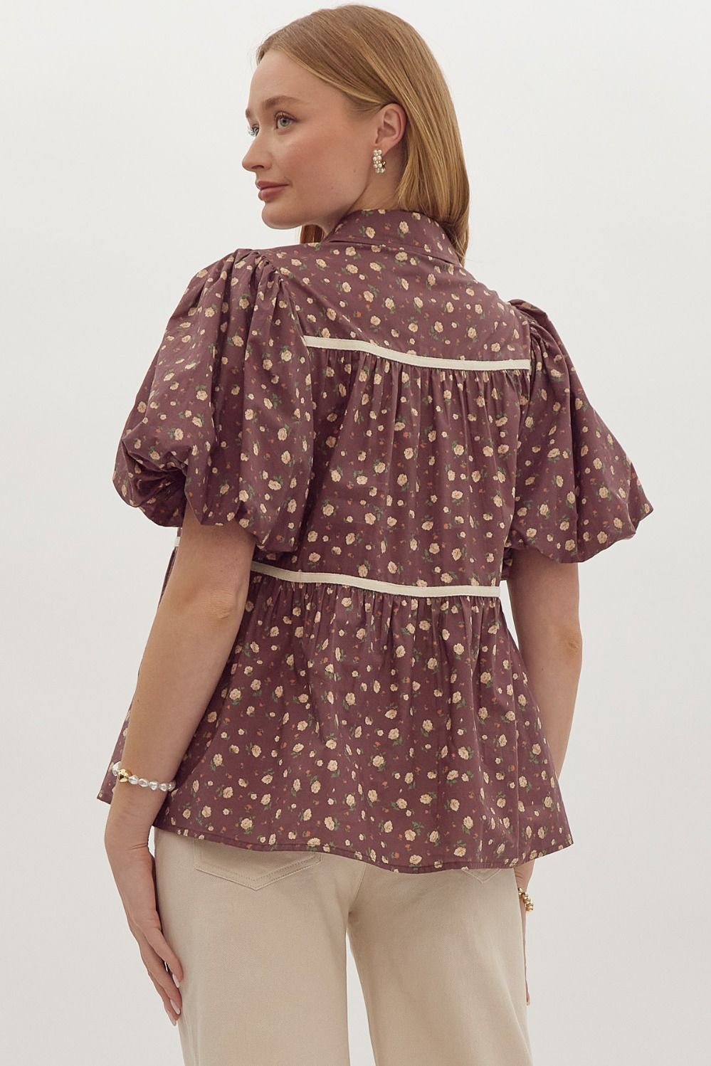 Reine Brown Floral Blouse - FINAL SALE