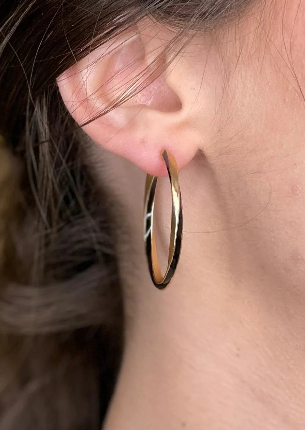 Black Twist Acetate Hoop Earrings - FINAL SALE