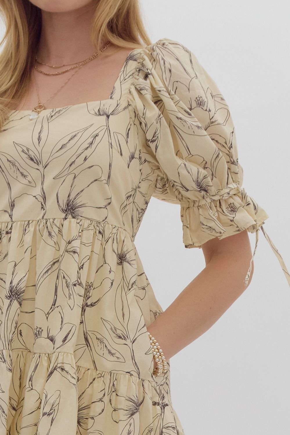 Sella Ecru Pattern Dress - FINAL SALE