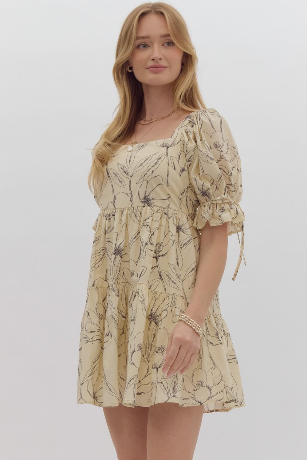 Sella Ecru Pattern Dress - FINAL SALE