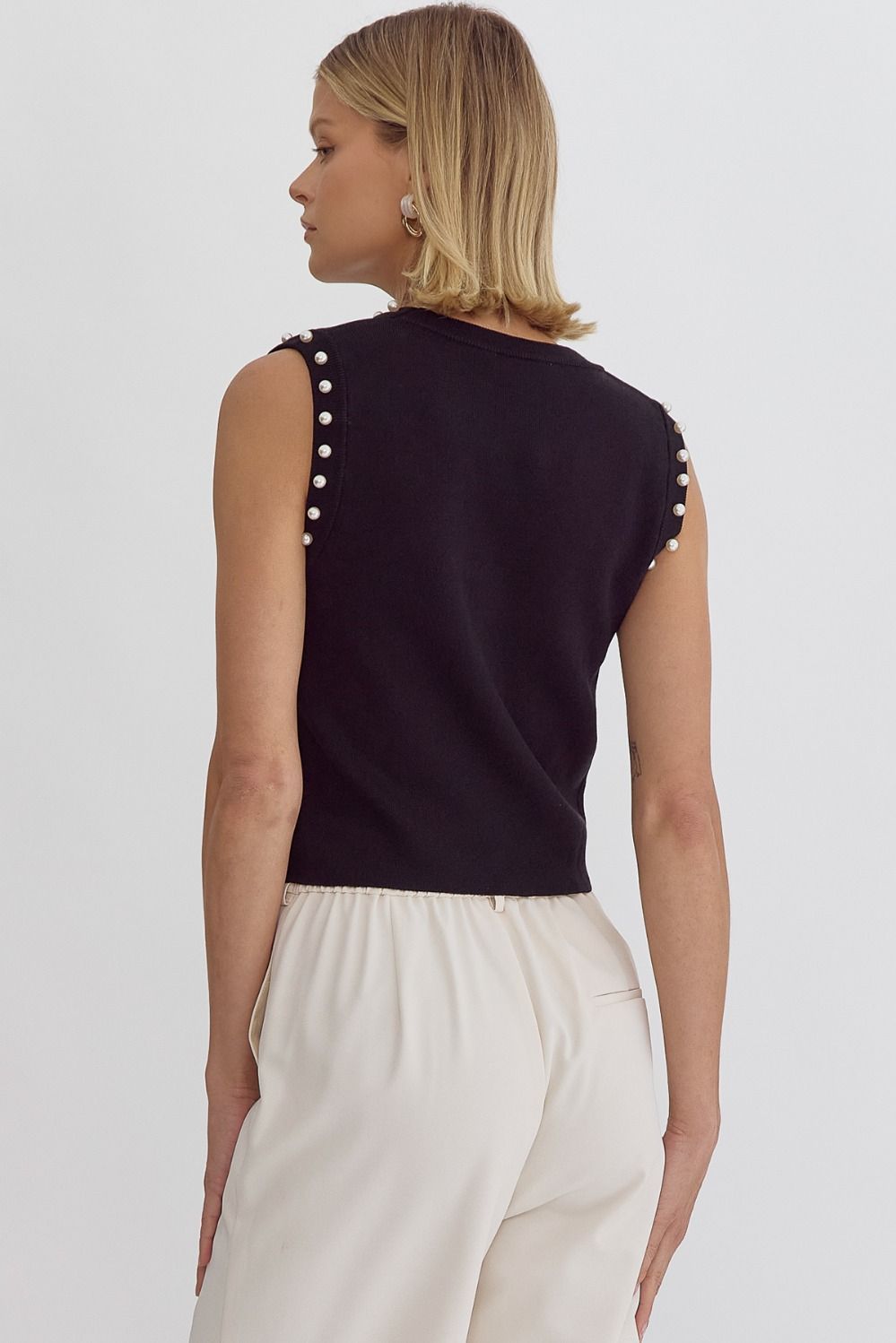 Kinsley Black Pearl Detail Top - FINAL SALE