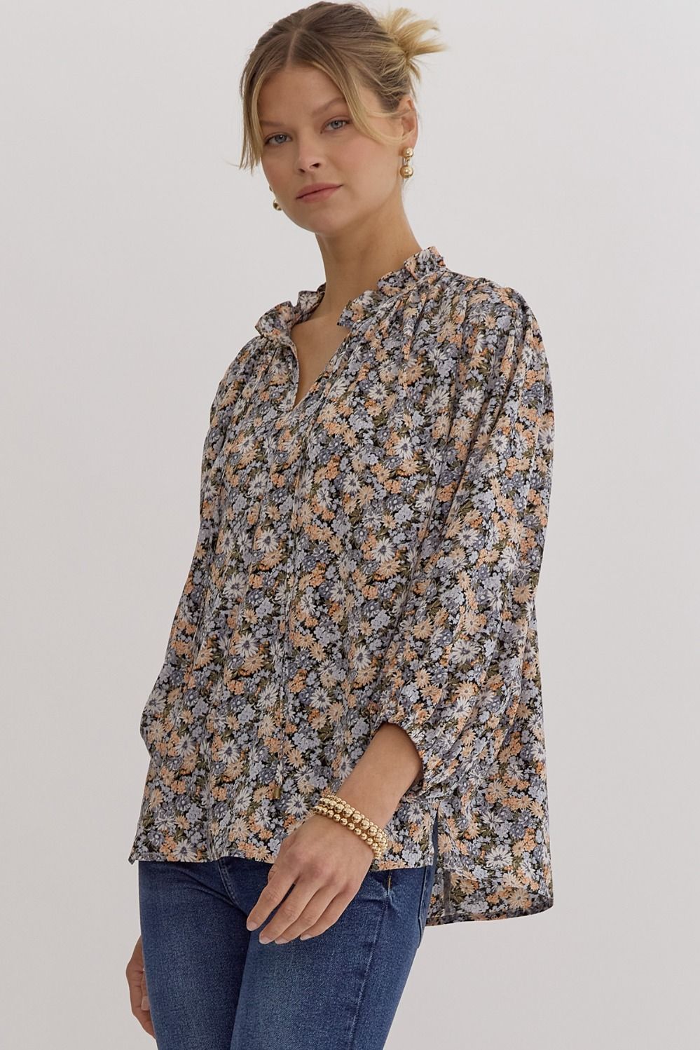 Brie Black Floral Blouse