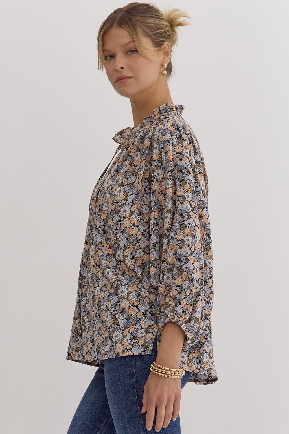 Brie Black Floral Blouse