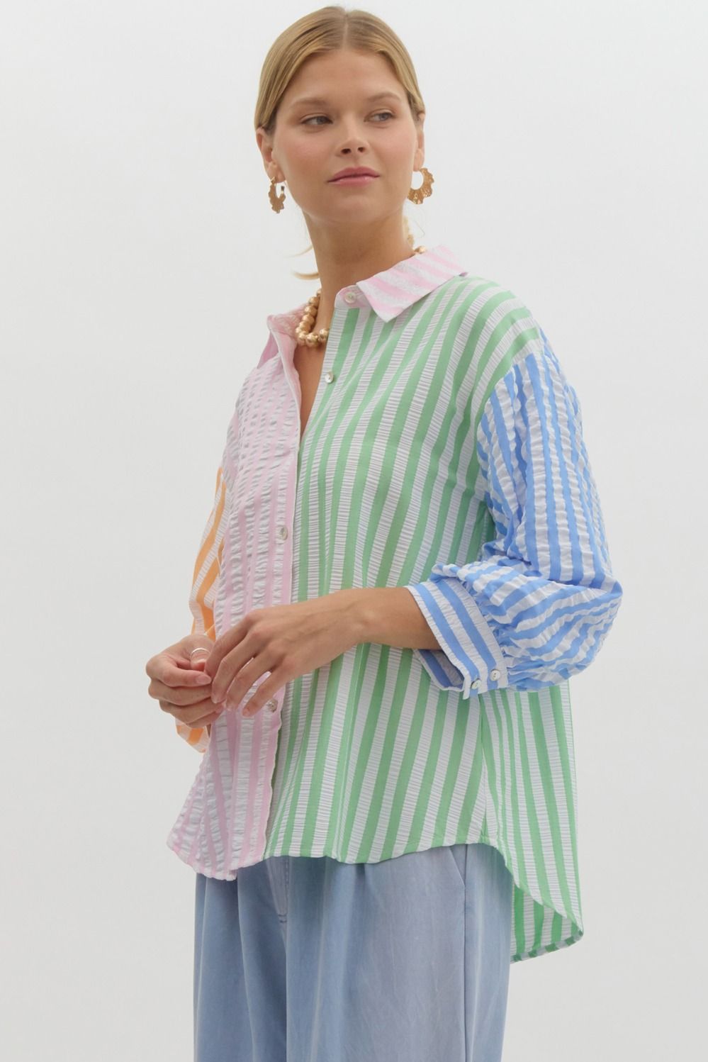 Zoe Pink Combo Striped Blouse