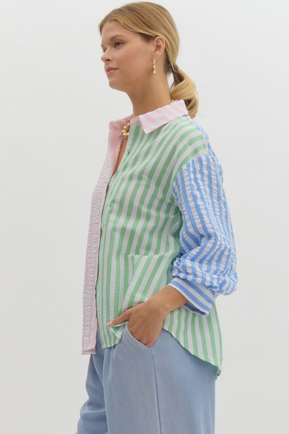 Zoe Pink Combo Striped Blouse