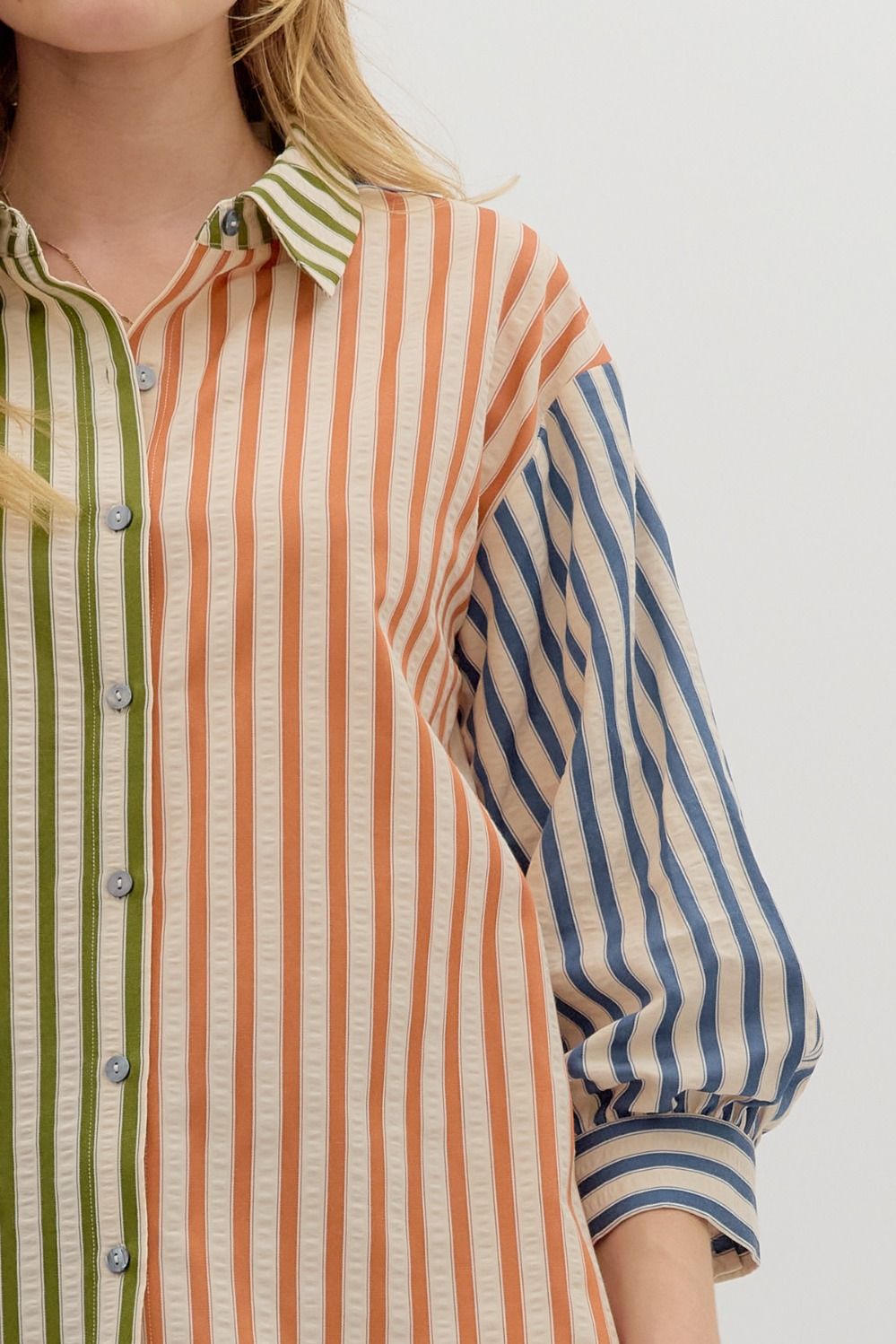 Zoe Olive Colorblock Striped Top