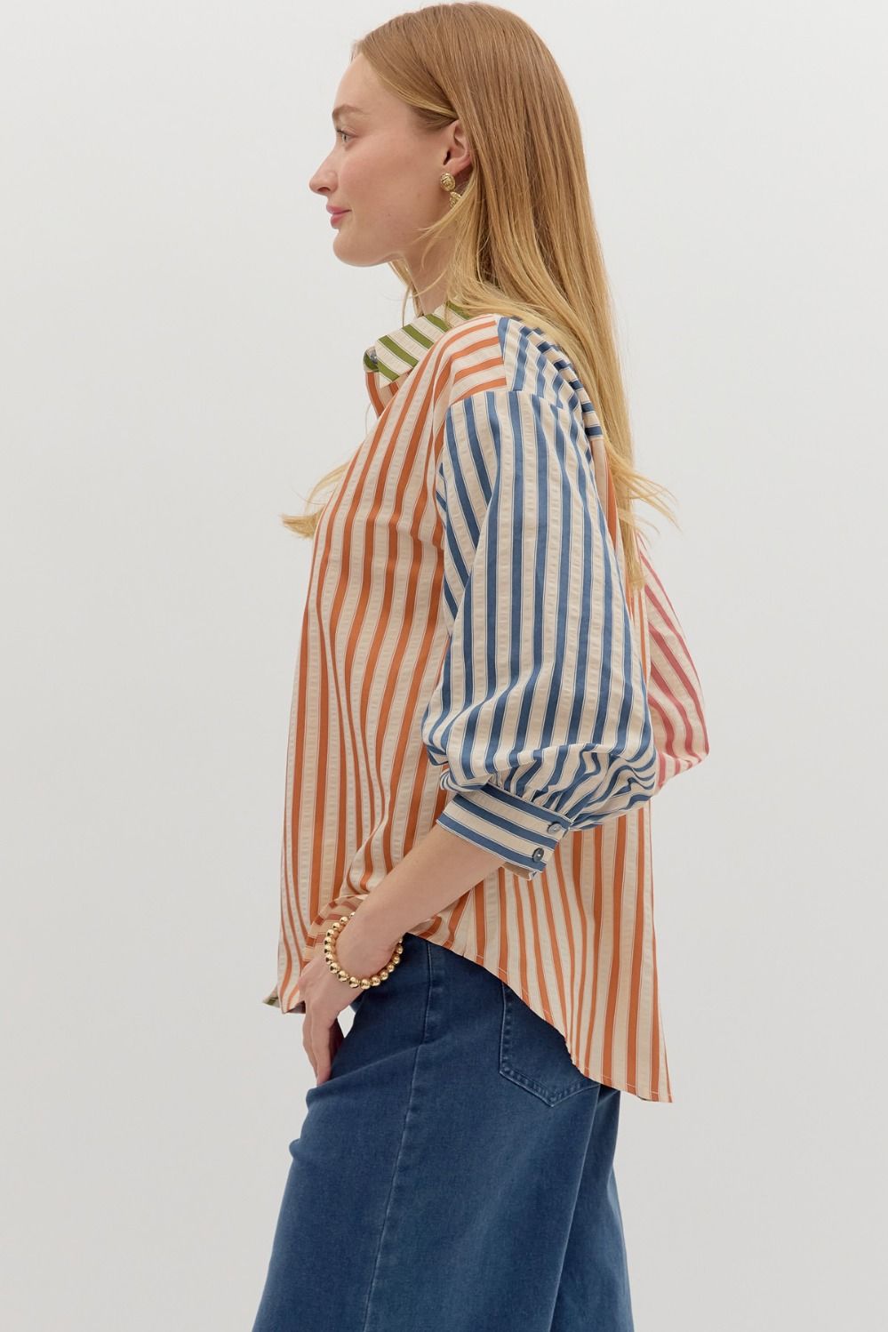Zoe Olive Colorblock Striped Top