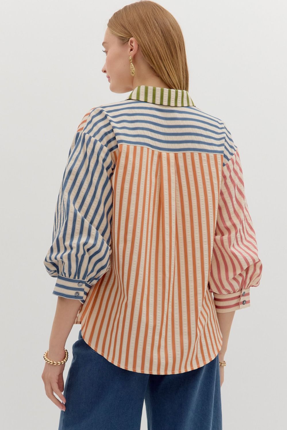 Zoe Olive Colorblock Striped Top