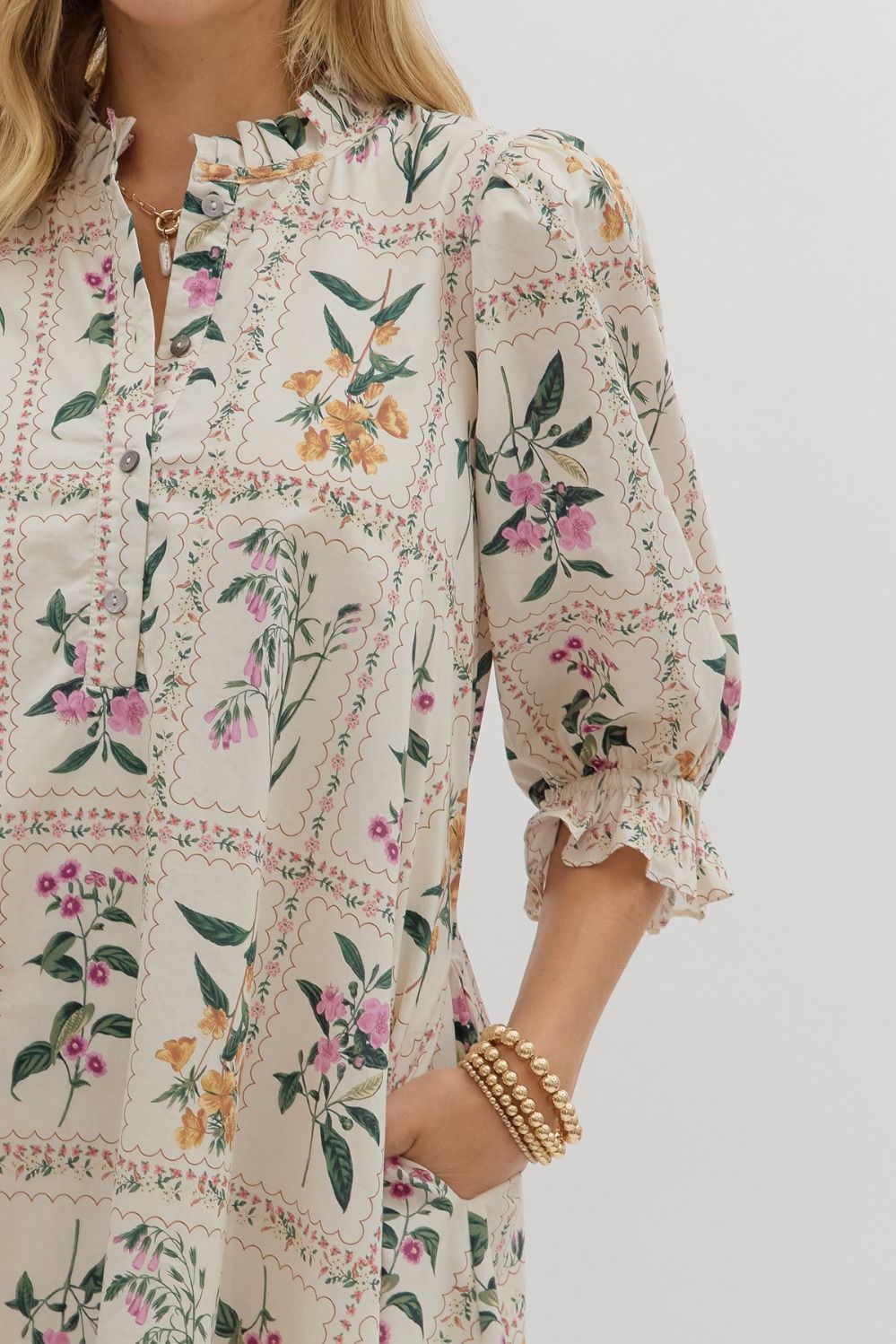 Lolita Ecru Floral Mini Dress