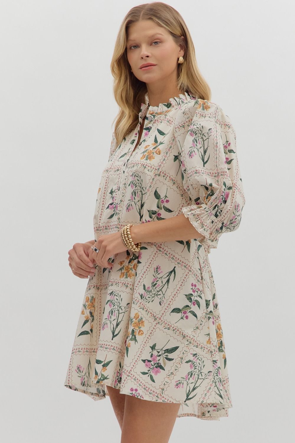 Lolita Ecru Floral Mini Dress