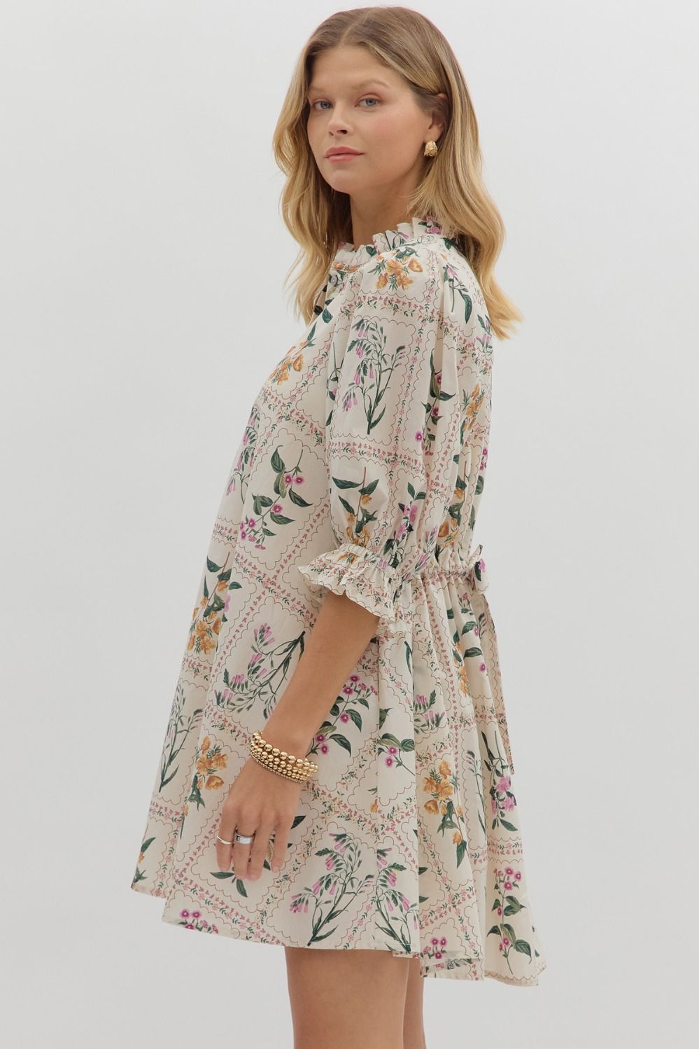 Lolita Ecru Floral Mini Dress