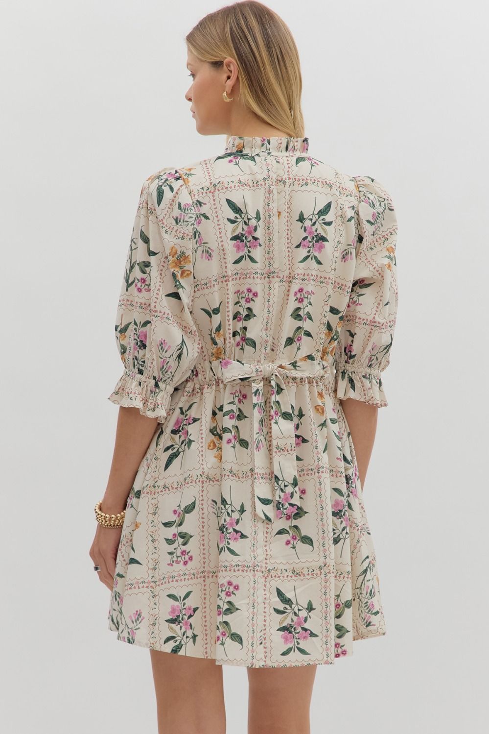 Lolita Ecru Floral Mini Dress