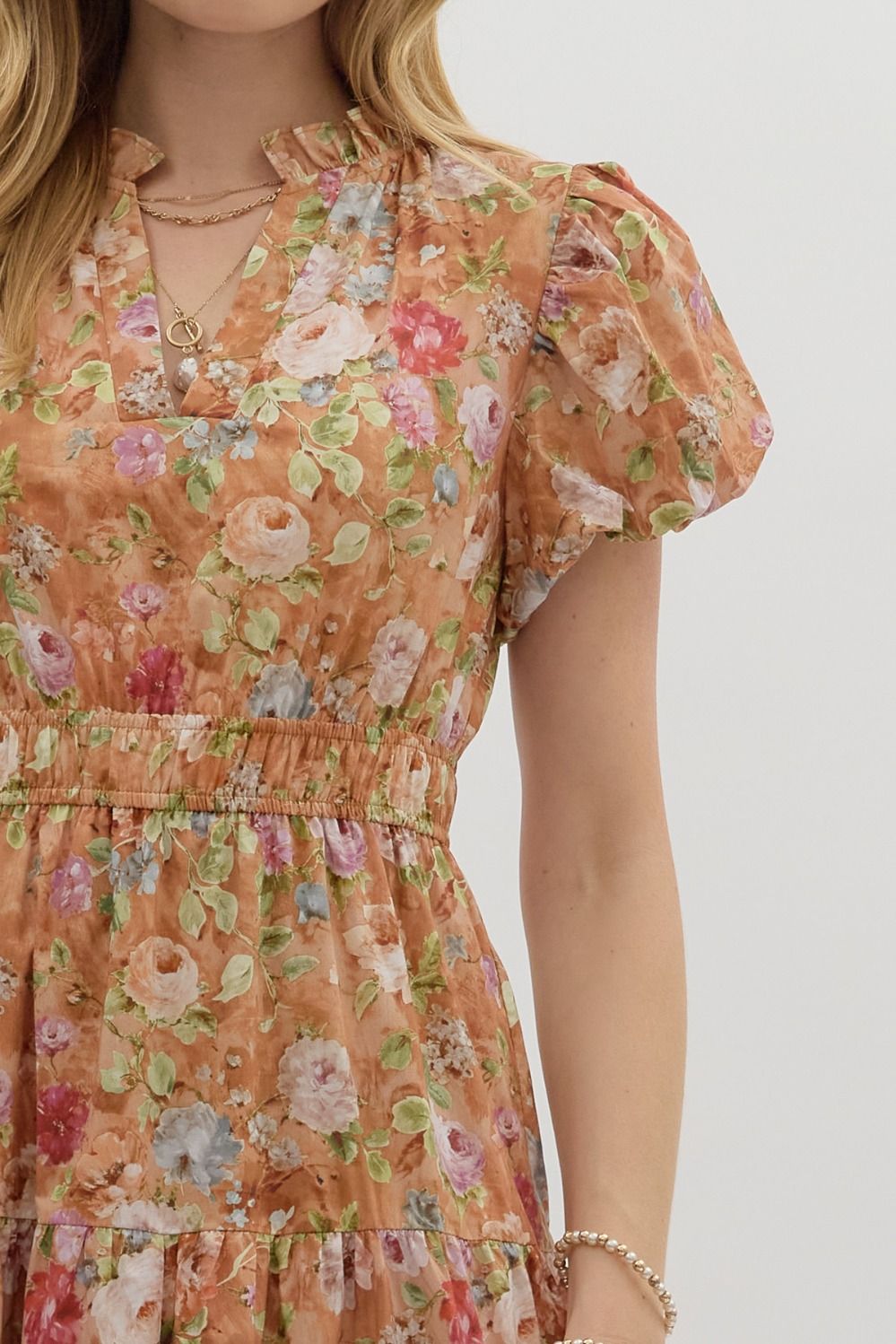 Britton Terracotta Floral Maxi Dress