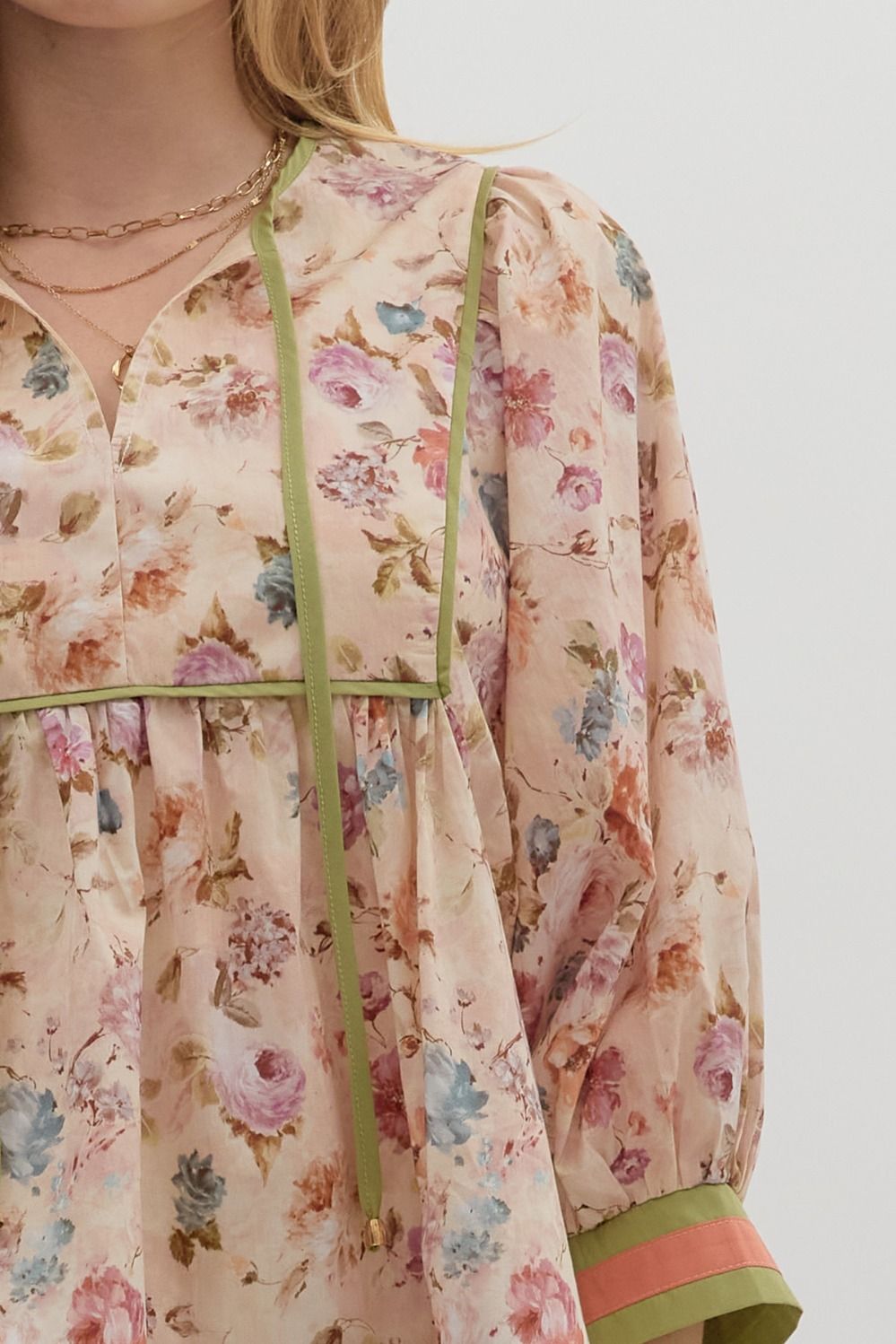 Julietta Ecru Floral Babydoll Top