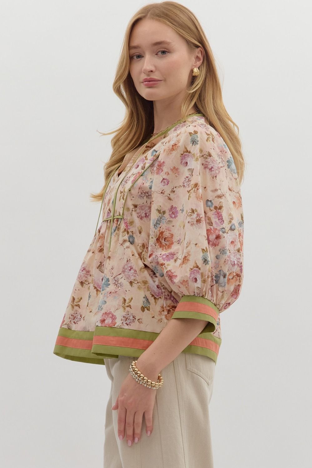 Julietta Ecru Floral Babydoll Top