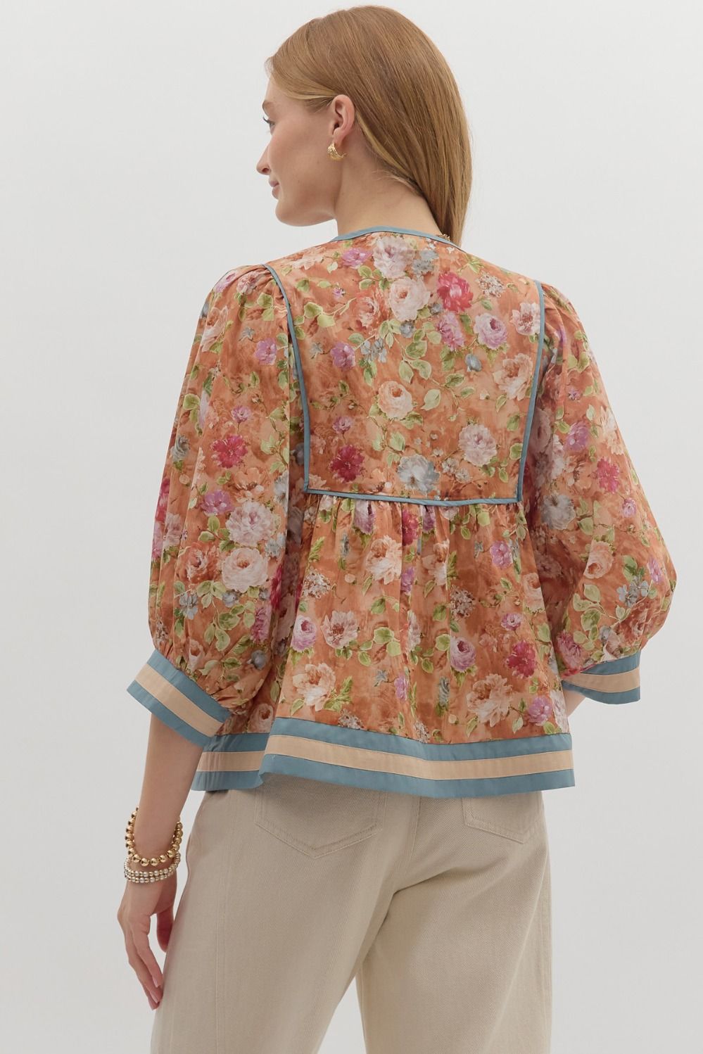 Julietta Terracotta Floral Babydoll Top
