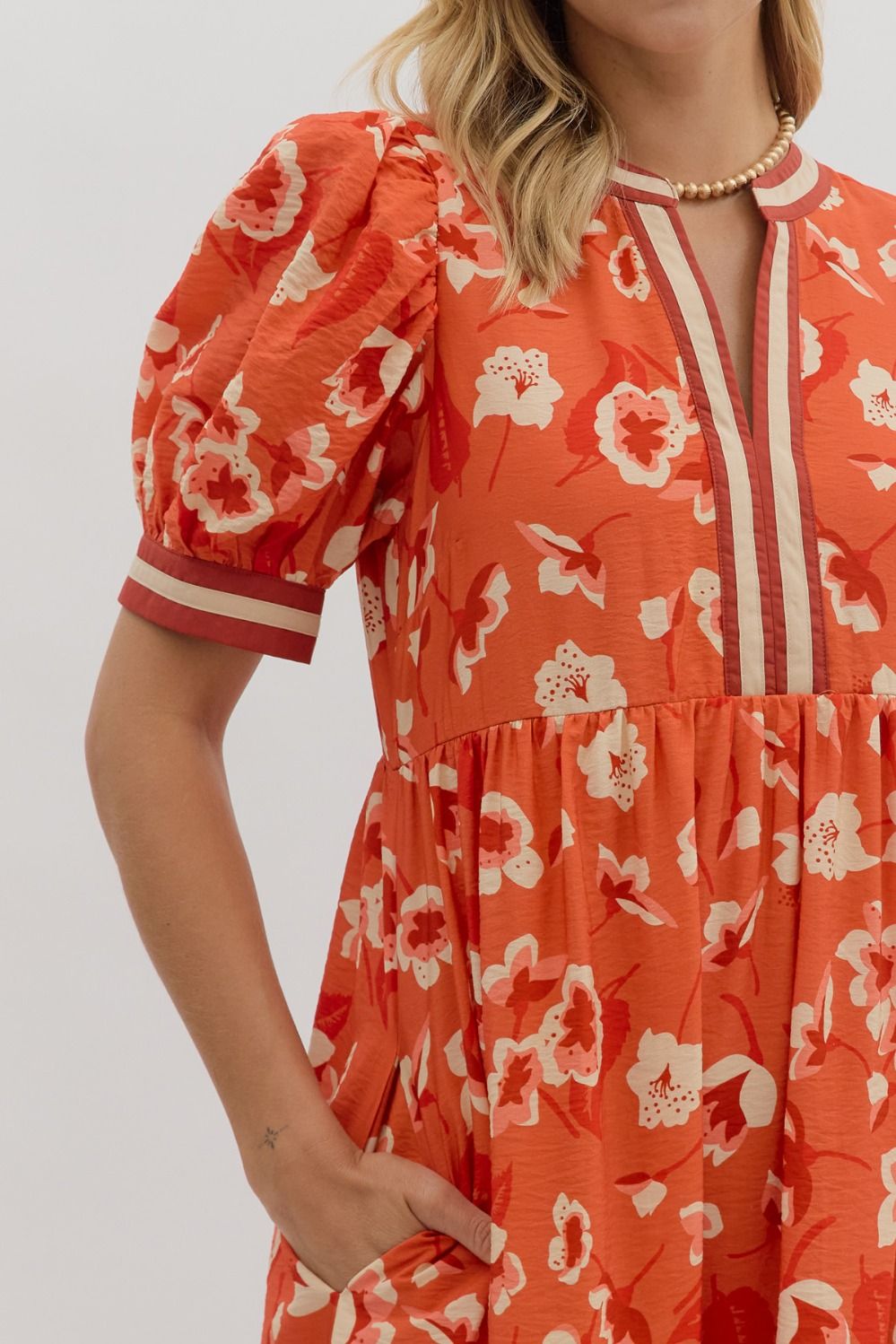 Alenah Rust Floral Tiered Midi Dress