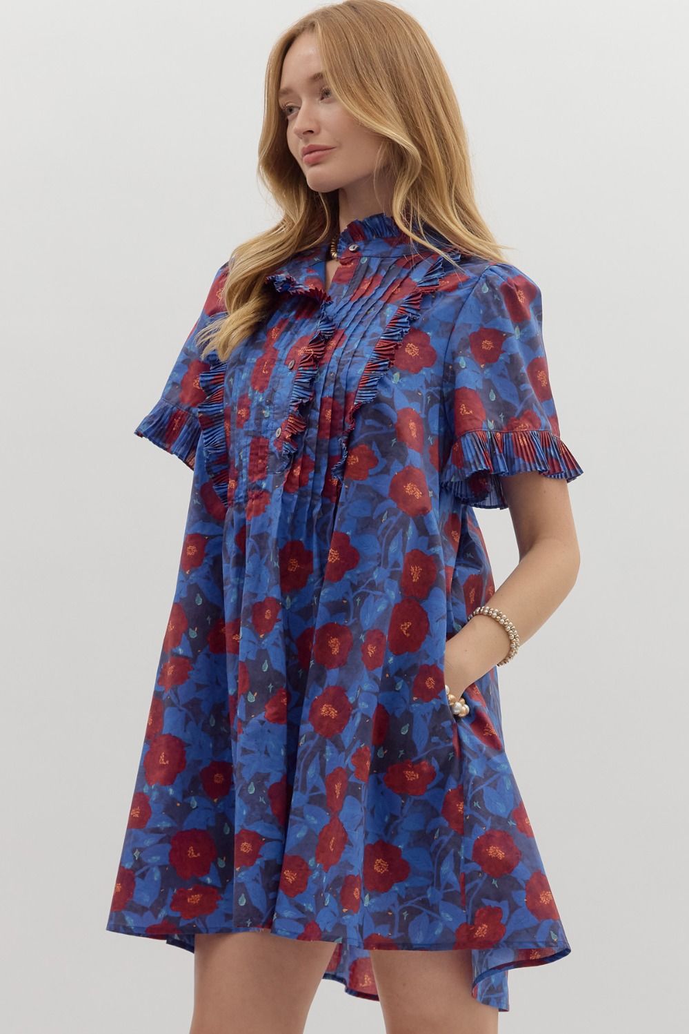 Larson Blue Floral Mini Dress