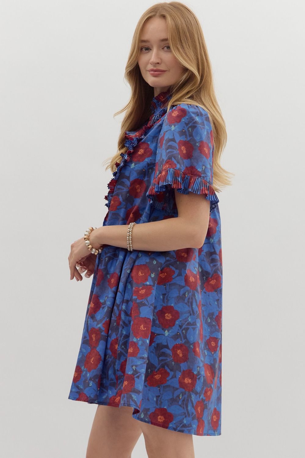 Larson Blue Floral Mini Dress