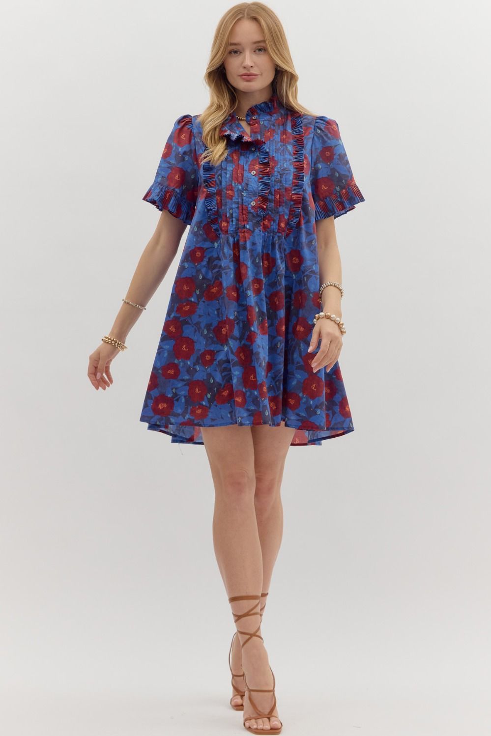 Larson Blue Floral Mini Dress