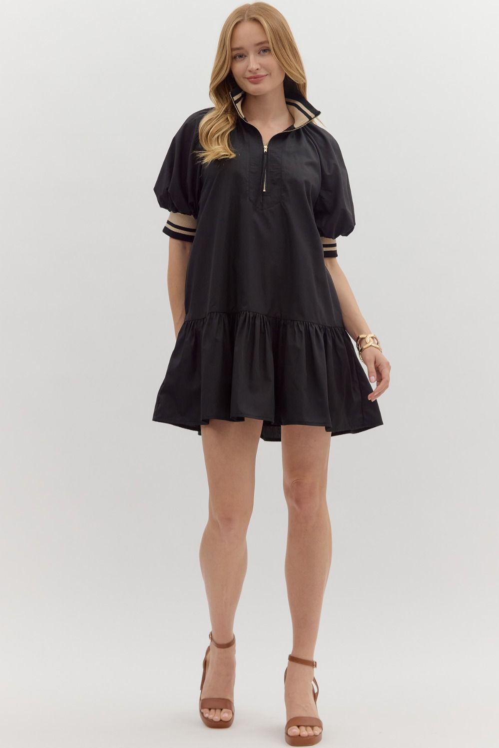 Jaylene Black Tiered Mini Dress