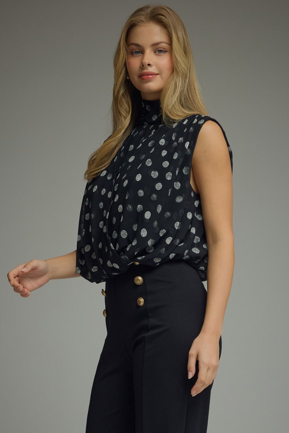 Olena Black Polka Dot Top