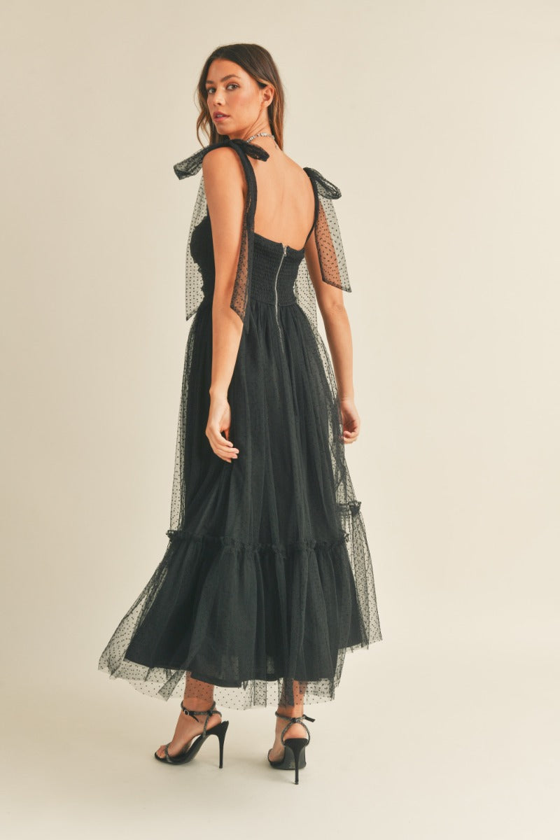 Sweet Serenade Black Swiss Dot Maxi Dress - FINAL SALE