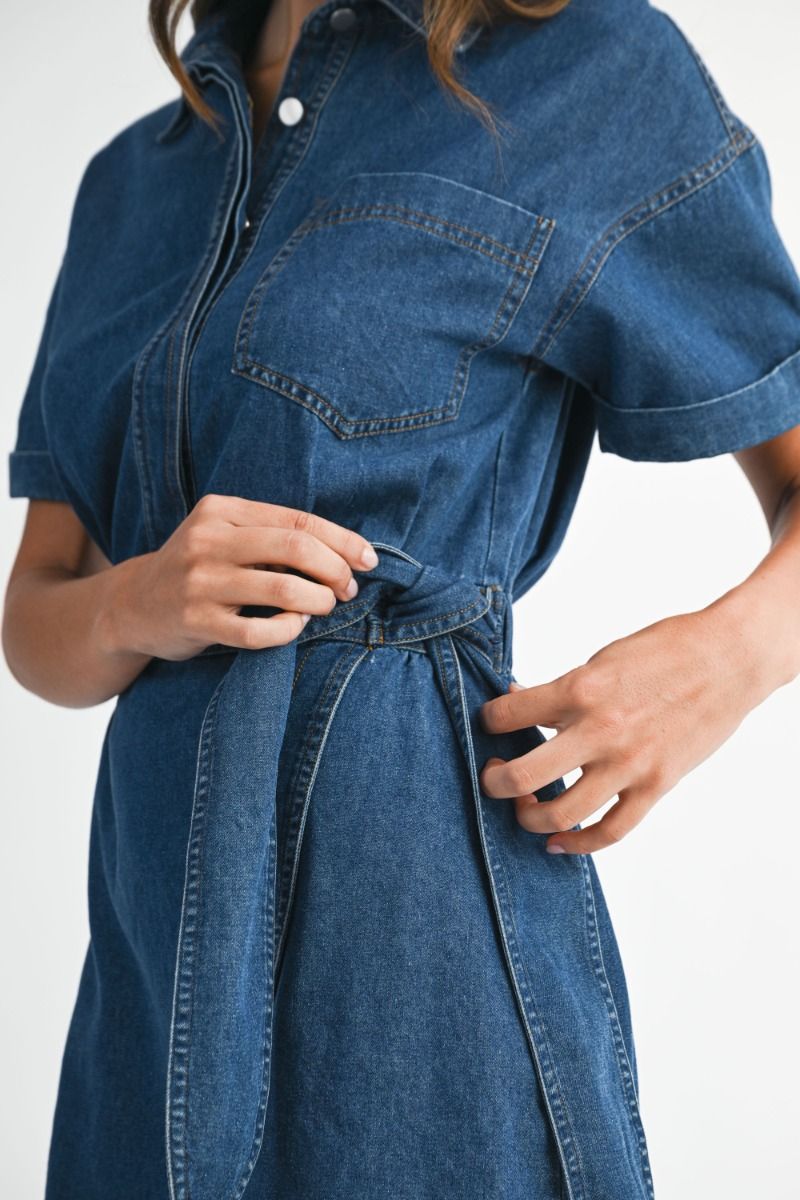Arenna Denim Wrap Mini Dress