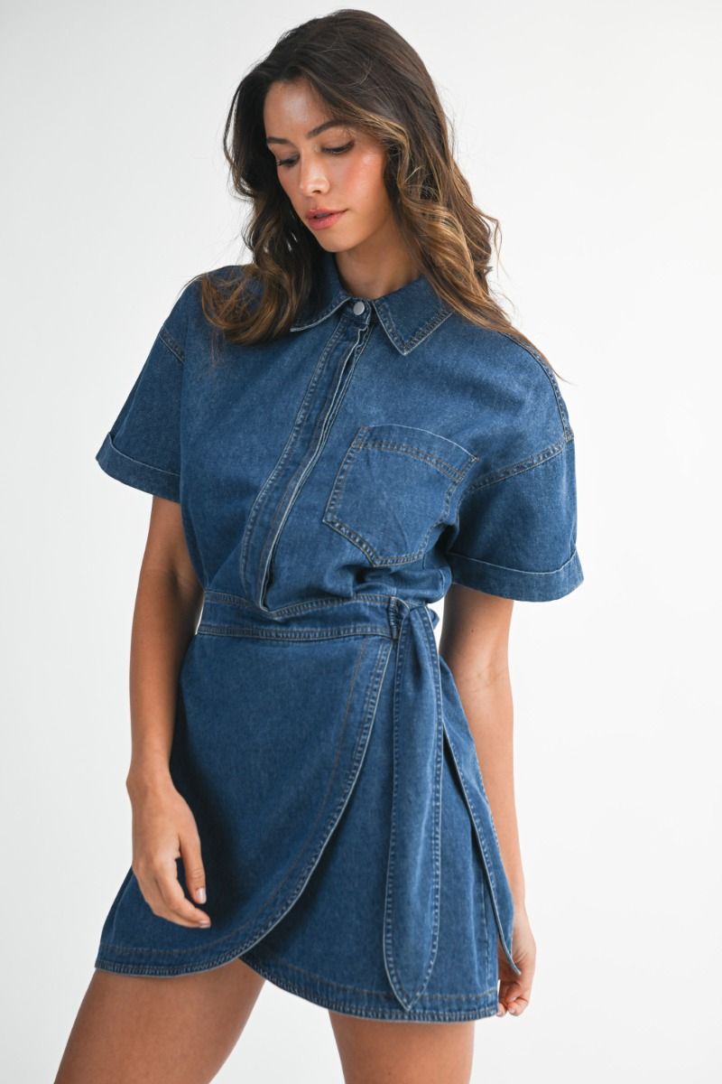 Arenna Denim Wrap Mini Dress