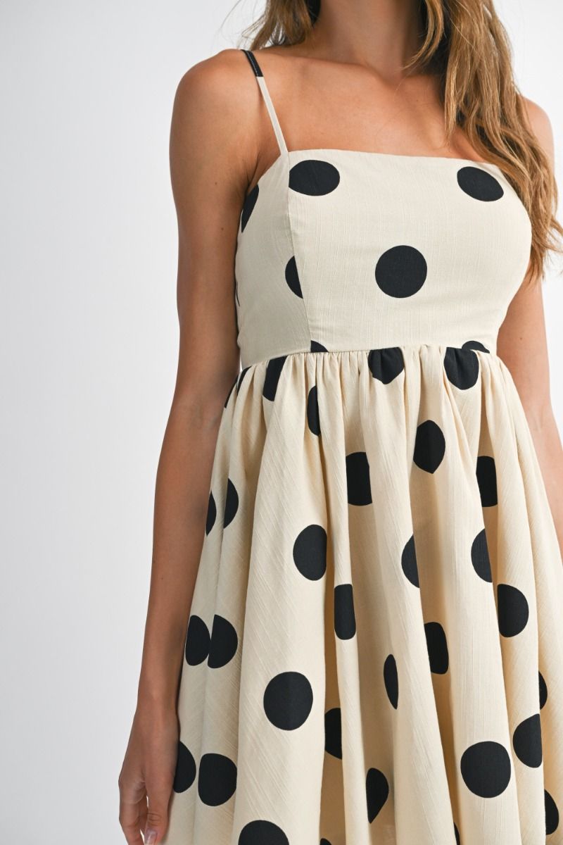 Dalby Taupe Polka Dot Mini Dress