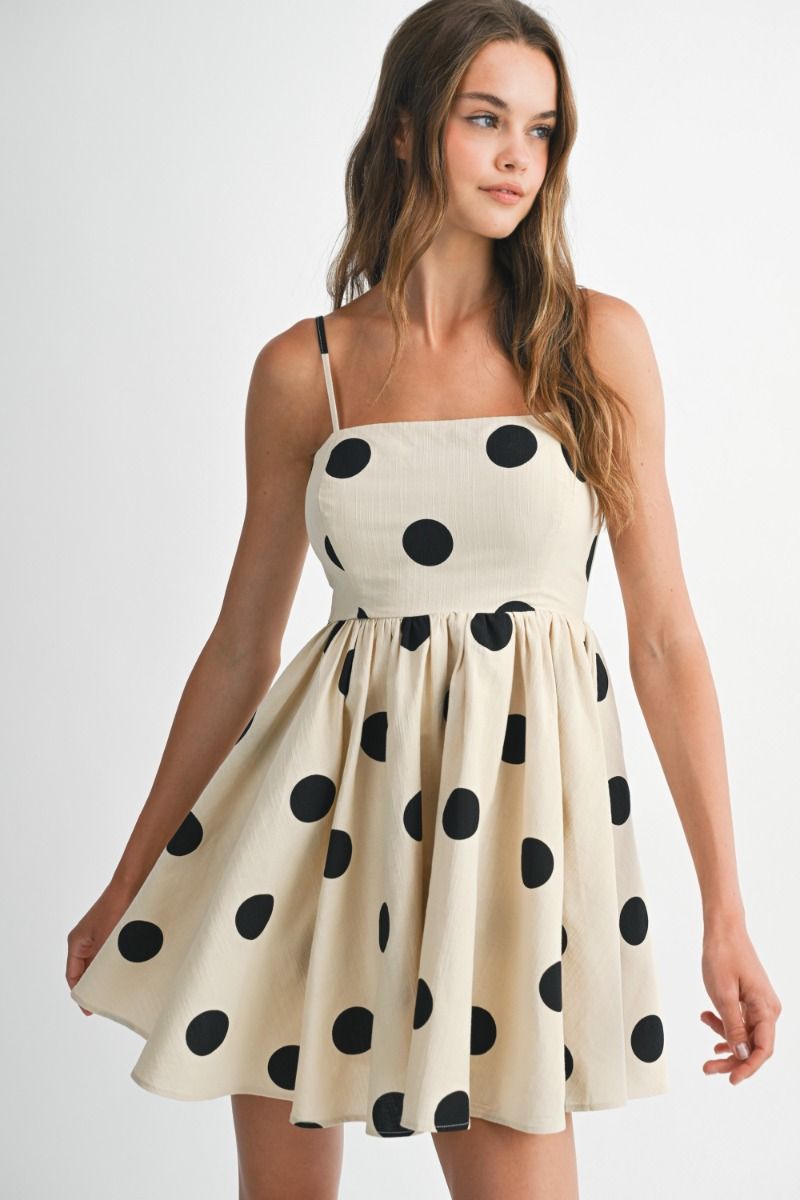 Dalby Taupe Polka Dot Mini Dress