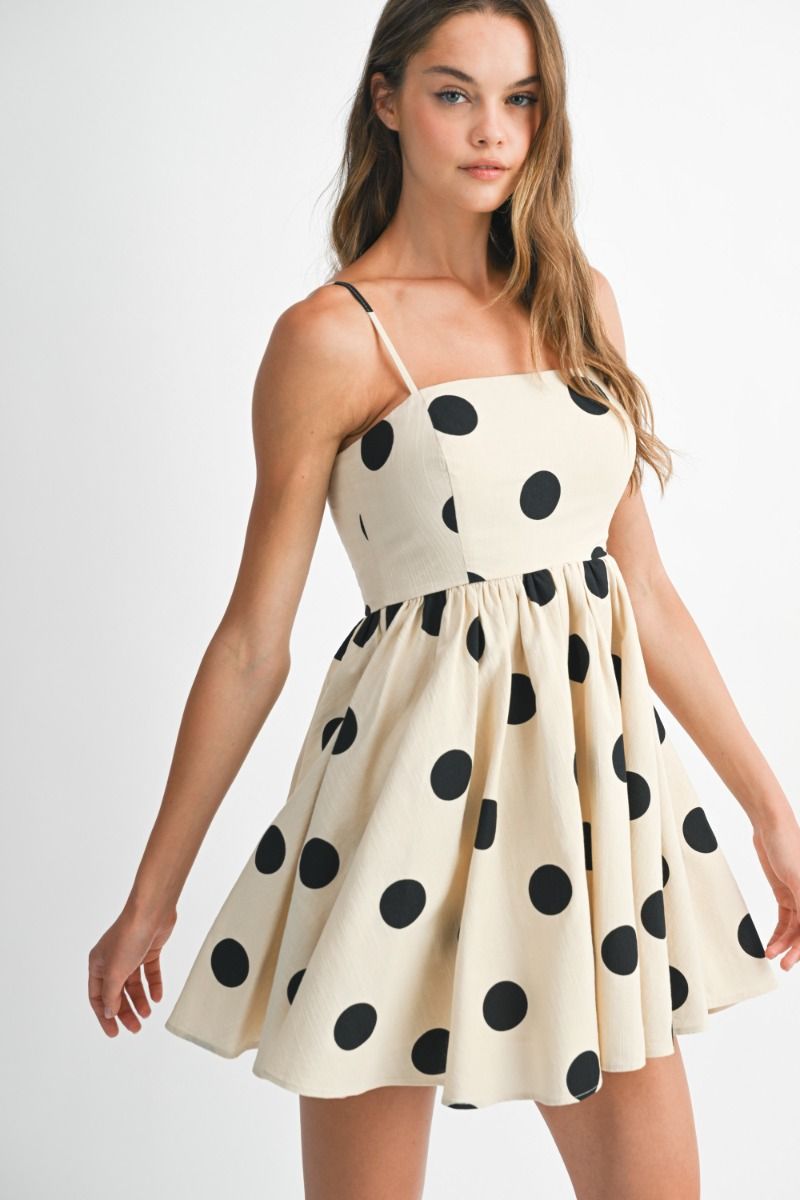 Dalby Taupe Polka Dot Mini Dress