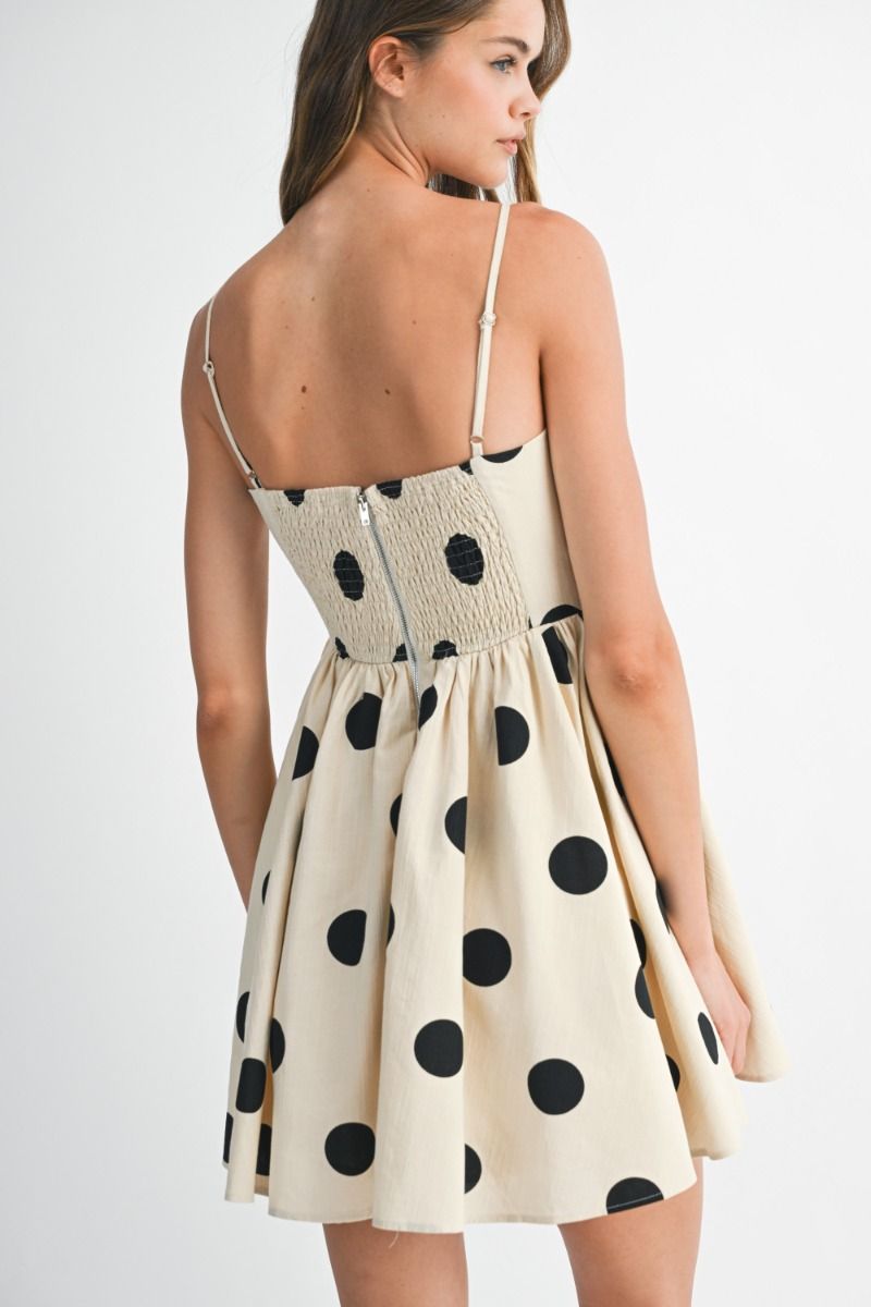Dalby Taupe Polka Dot Mini Dress