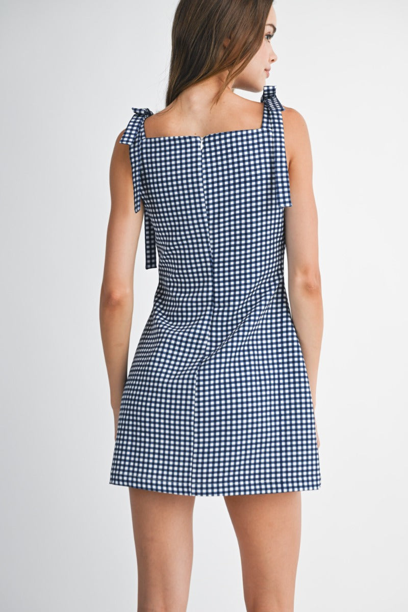 Nalanie Navy Gingham Mini Dress