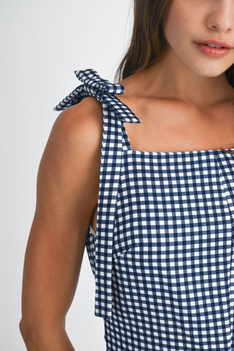 Nalanie Navy Gingham Mini Dress