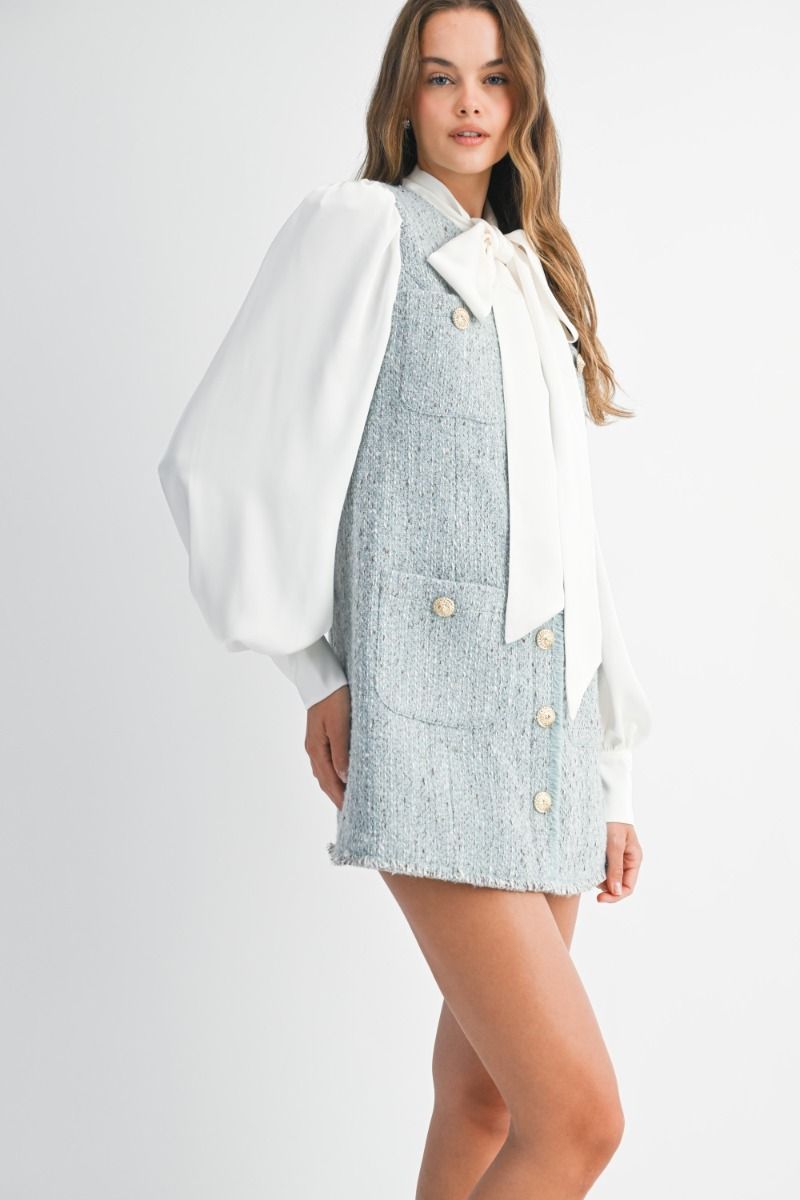 Anette Blue Tweed Mini Dress