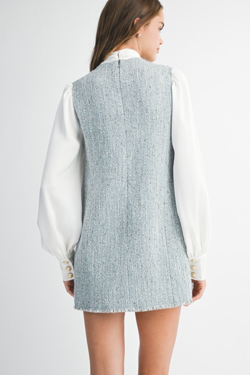 Anette Blue Tweed Mini Dress