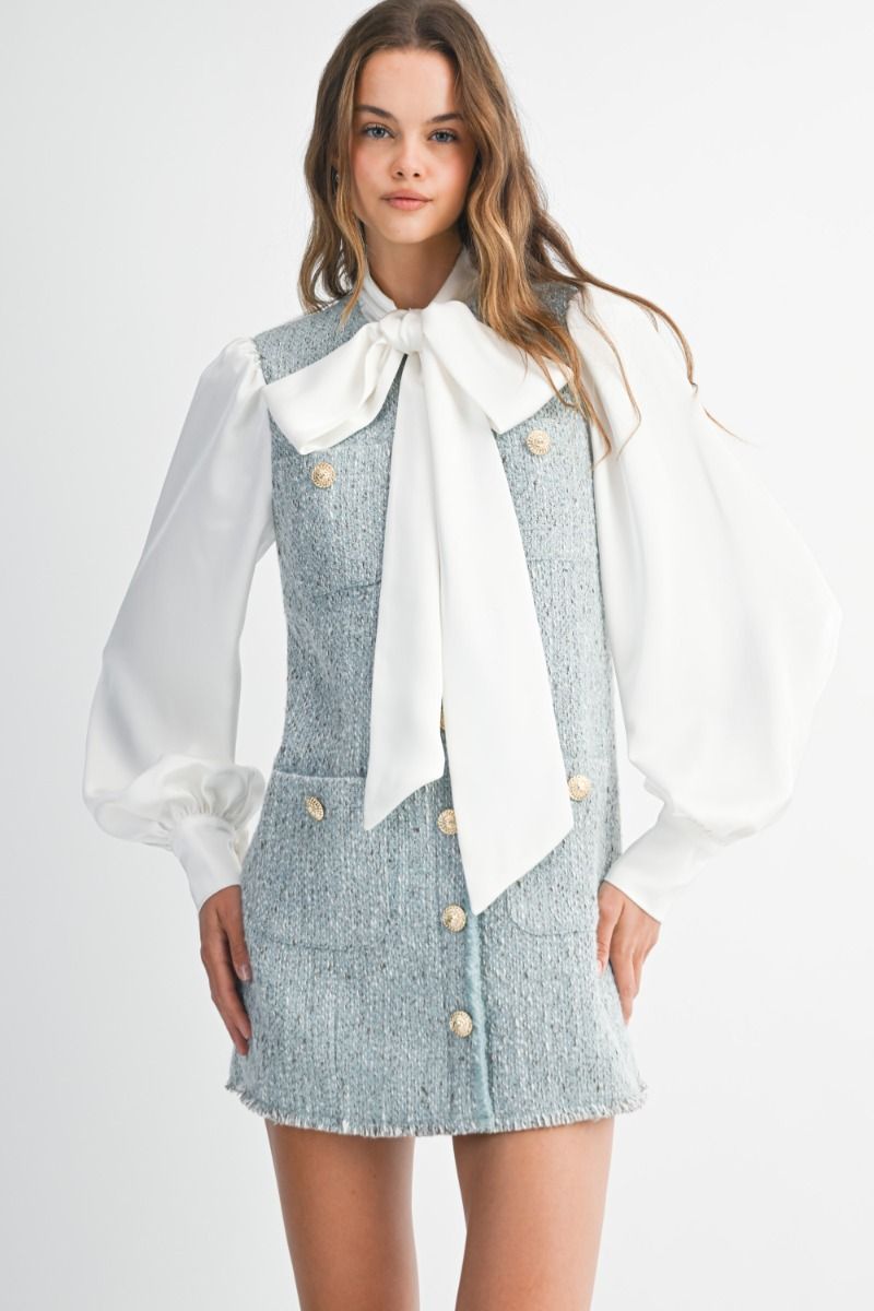 Anette Blue Tweed Mini Dress