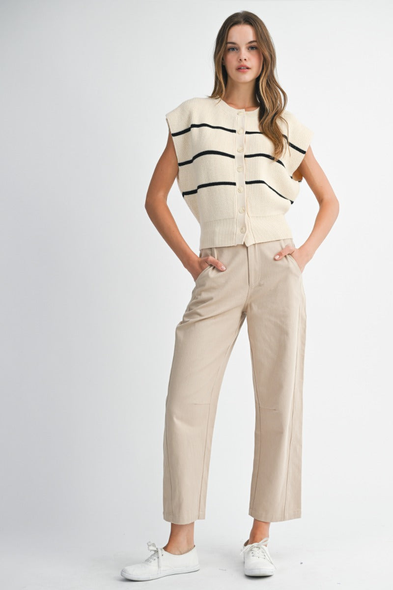 Jaclyn Taupe Barrel Leg Pants