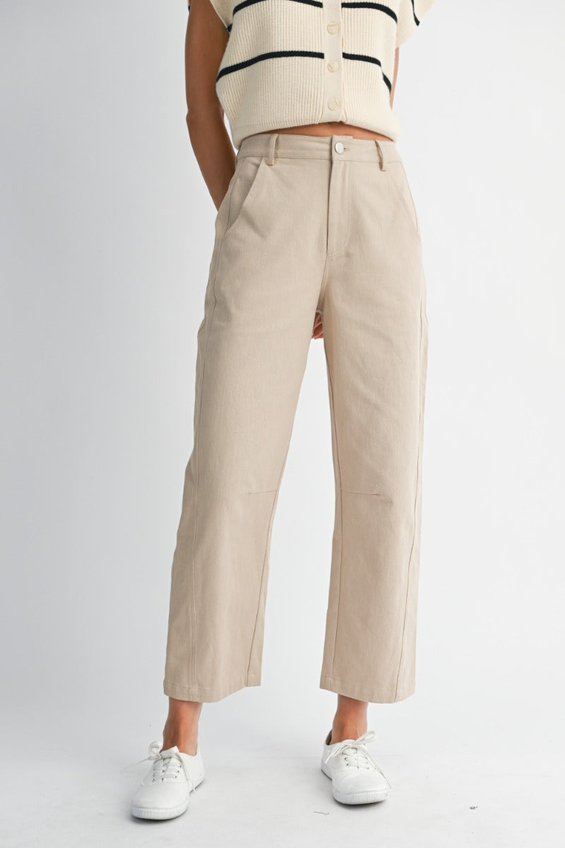 Jaclyn Taupe Barrel Leg Pants