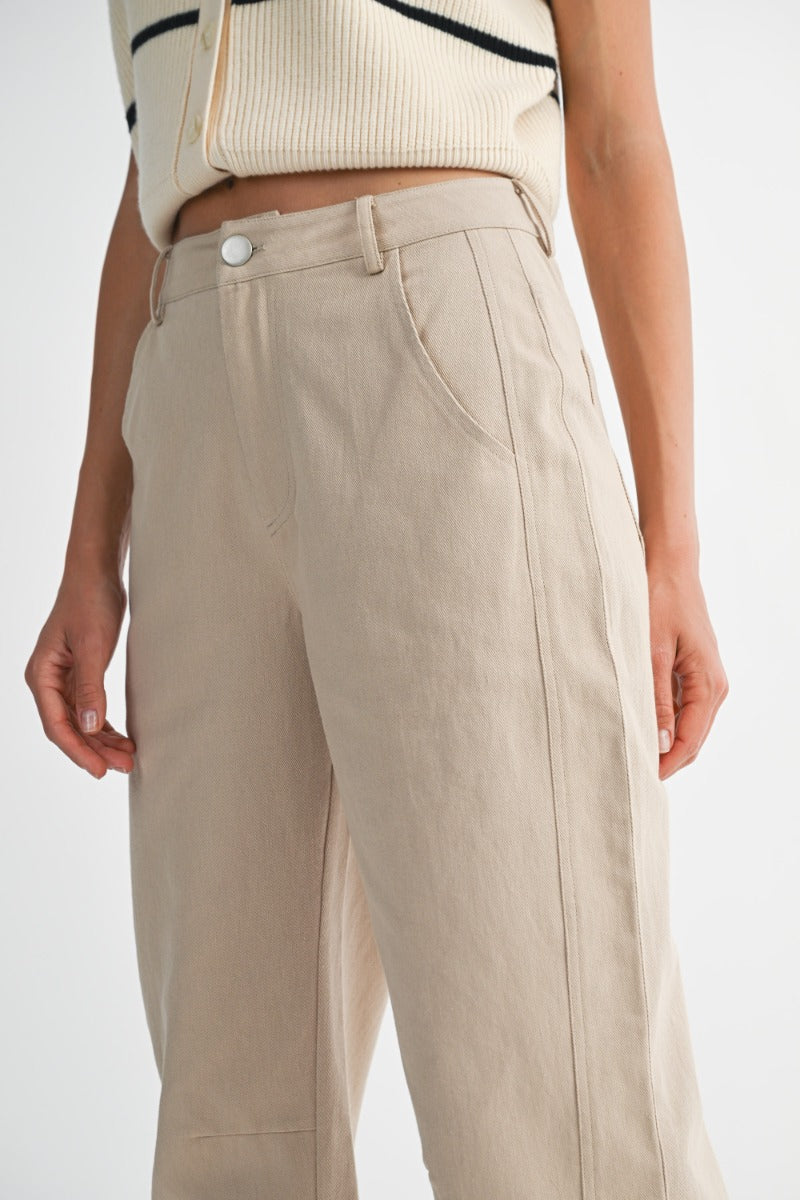 Jaclyn Taupe Barrel Leg Pants